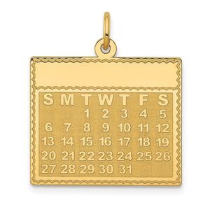 14k Yellow Gold Tuesday Start Perpetual Calendar Charm Pendant, 22mm